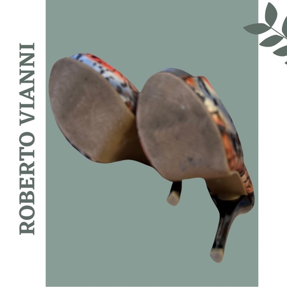 🛍️3/$40 Roberto Vianni Open Toe Stilleto Platform Fabric Multi Color 7.5 / 38 - Picture 8 of 10